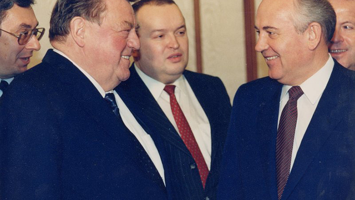 Franz Josef Strauß mit Michail Gorbatschow 1987