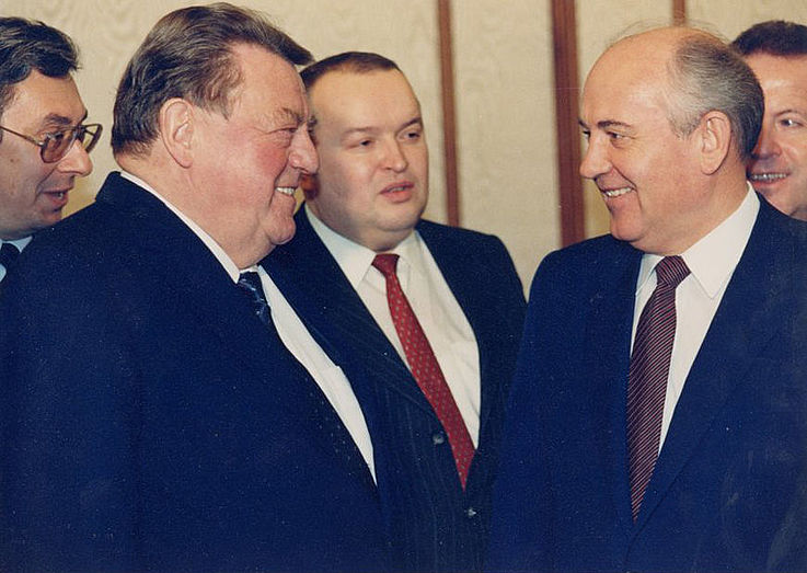 Franz Josef Strauß mit Michail Gorbatschow 1987