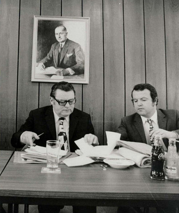 Mit Generalsekretär Gerold Tandler in der CSU-Landesleitung ca. 1974
