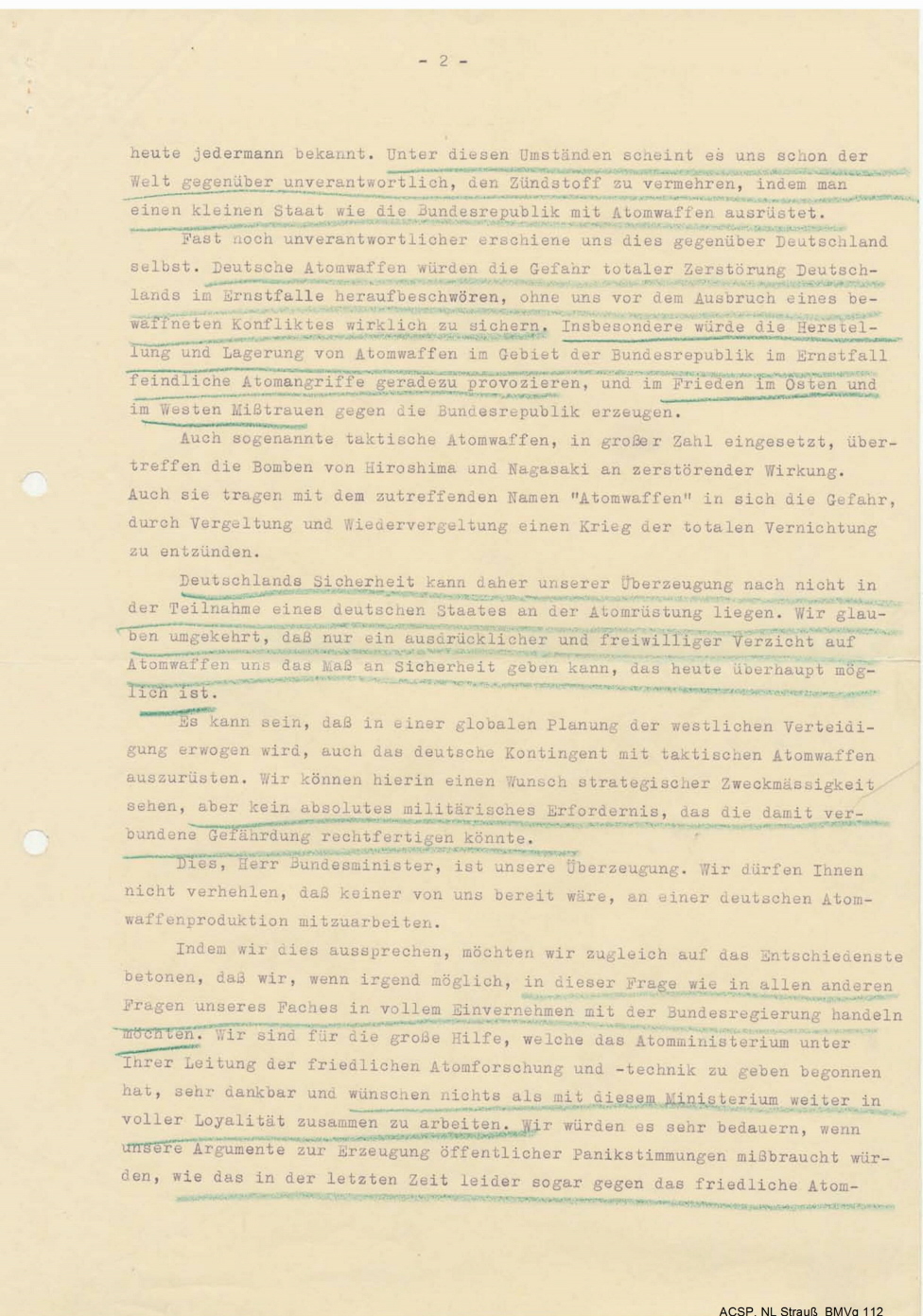 Zweite Seite des Schreibens vom 19. November 1956