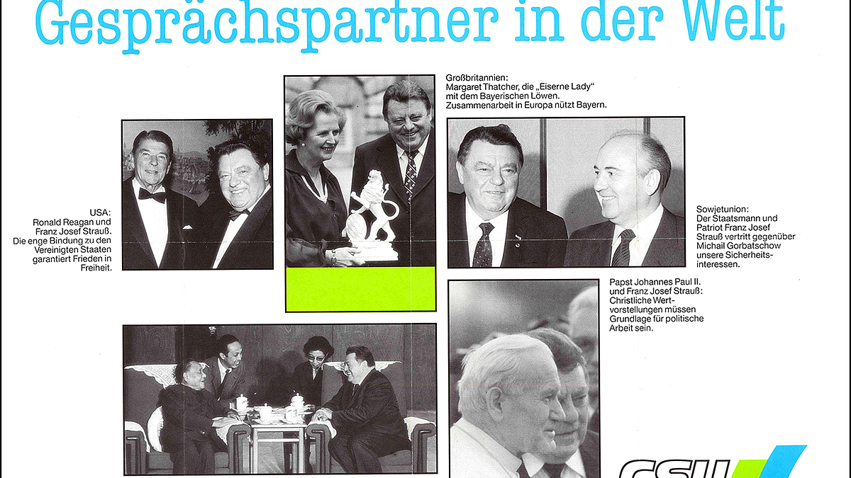 Mit Reagan, Thatcher, Gorbatschow, Deng Xiaoping und Papst Johannes Paul II.