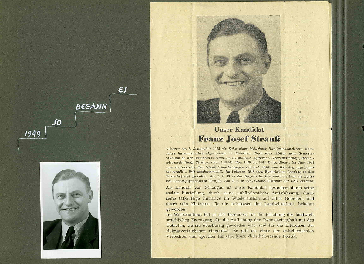 Fotoalbum "Bilderbuch vom ersten Deutschen Bundestag 1949/53" - Unser Kandidat Franz Josef Strauß 1949