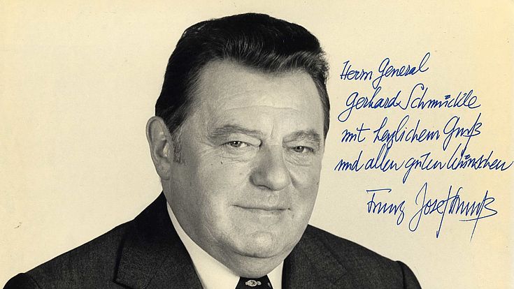 Autogram von Franz Josef Strauß für Gerd Schmückle