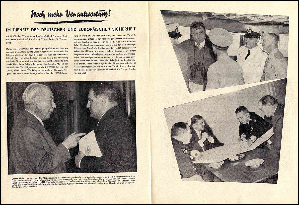 "Franz Josef Strauß. Bundesverteidigungsminister. Ein Rechenschaftsbericht 1953-1957" Kandidatenbrief zur Bundestagswahl 1957