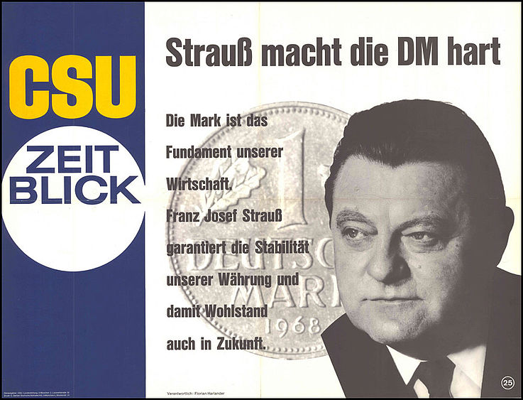 "Strauß macht die DM hart" Plakat zur Bundestagswahl 1969