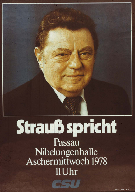 Veranstaltungsplakat zum Politischen Aschermittwoch 1978 in Passau

