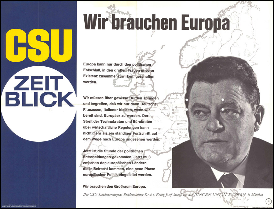 "Wir brauchen Europa" Plakat zur Bundestagswahl 1969